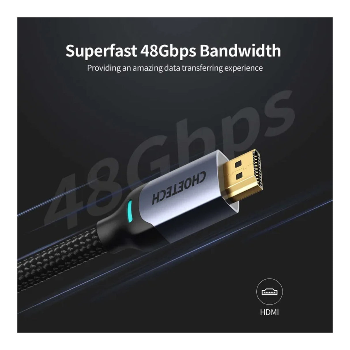 Choetech 8K HDMI 2.1 Male to Male Braided Cable 2m 01.02.04.XHH01-BK