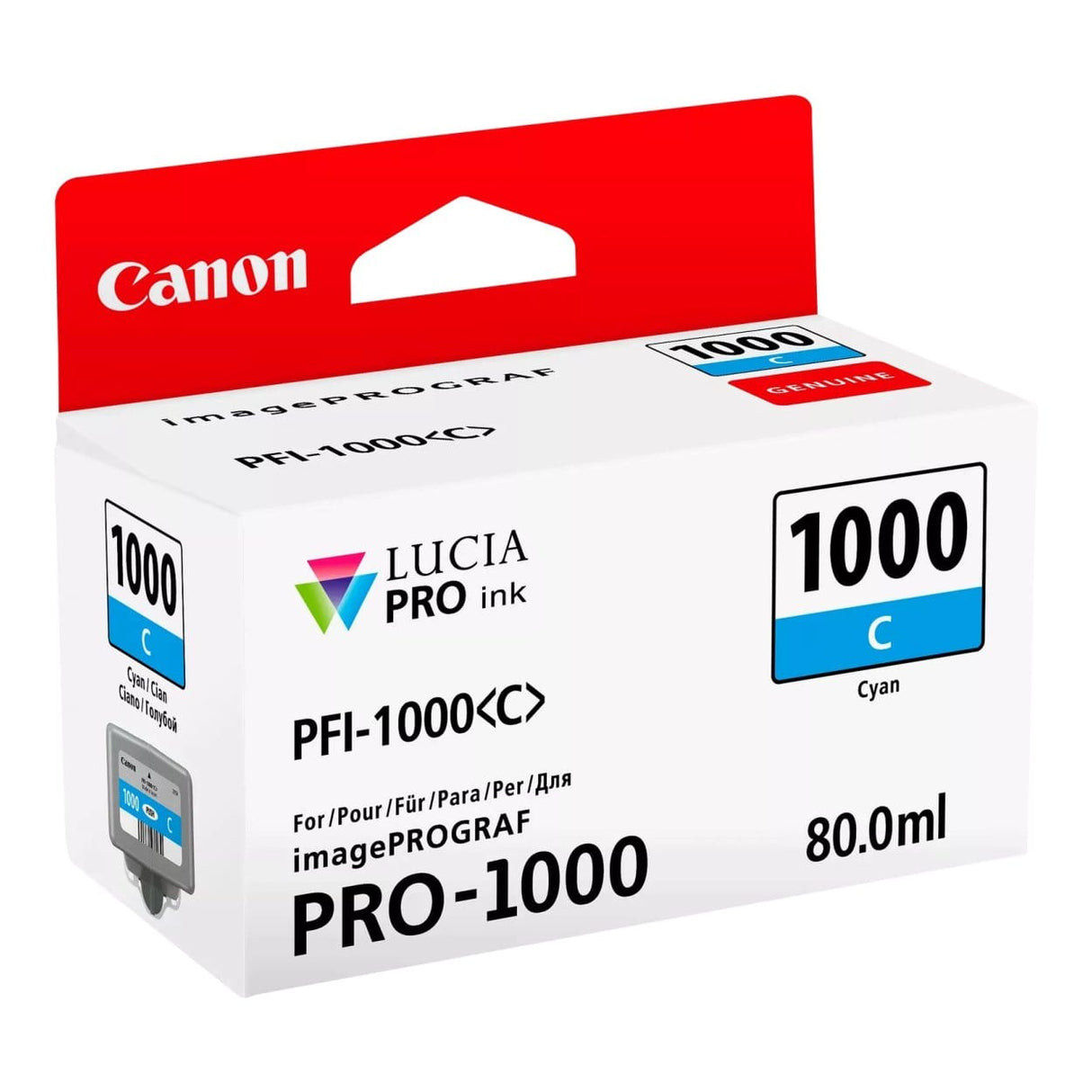 Canon PFI-1000 Cyan Printer Ink Cartridge Original 0547C001 Single-pack
