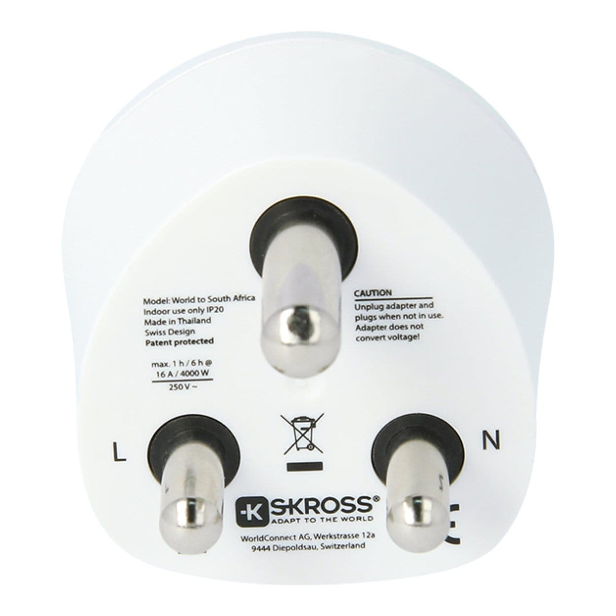 Skross World to South Africa Adapter Plug 1.500224-E