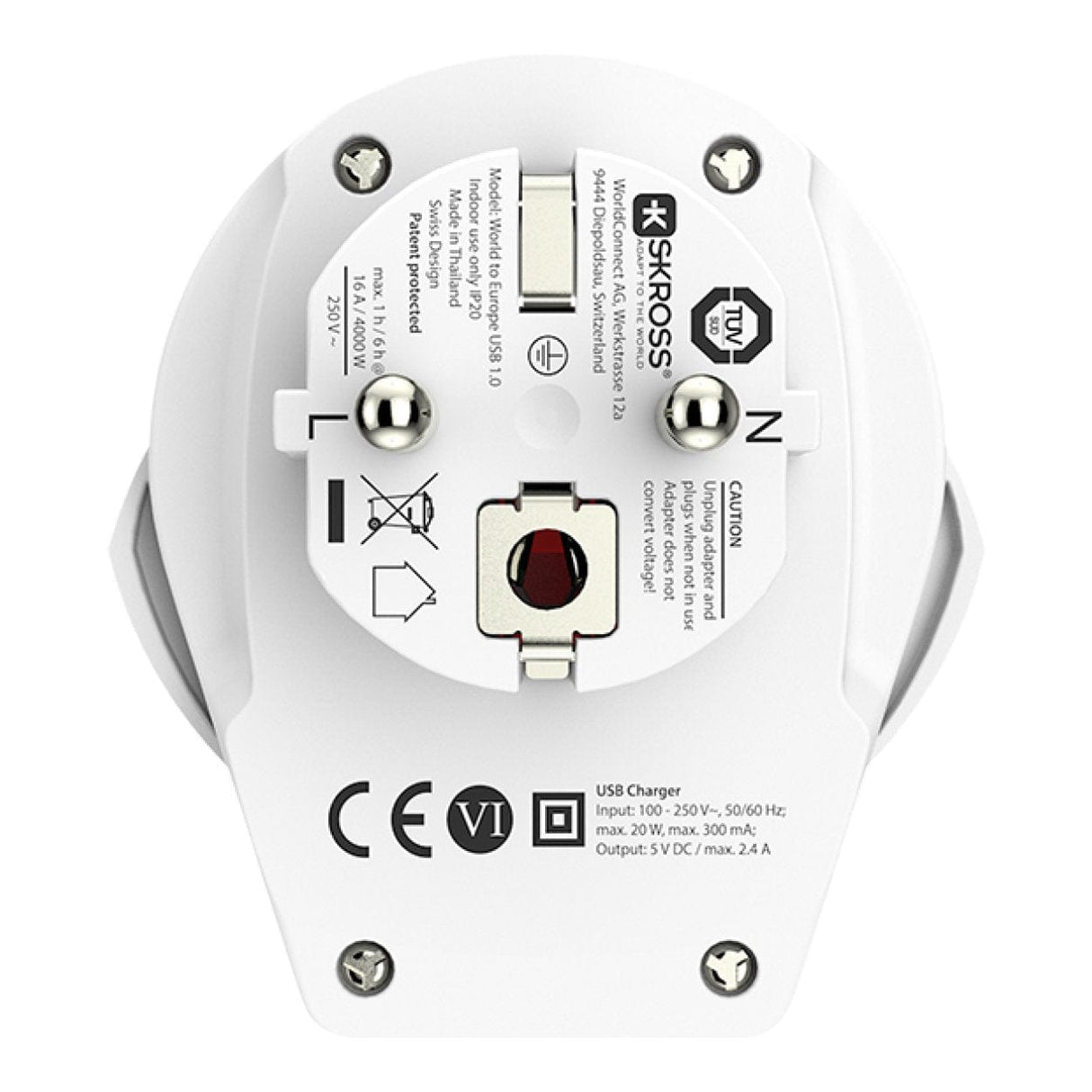 Skross World to Europe USB Adapter Plug 1.500266-E