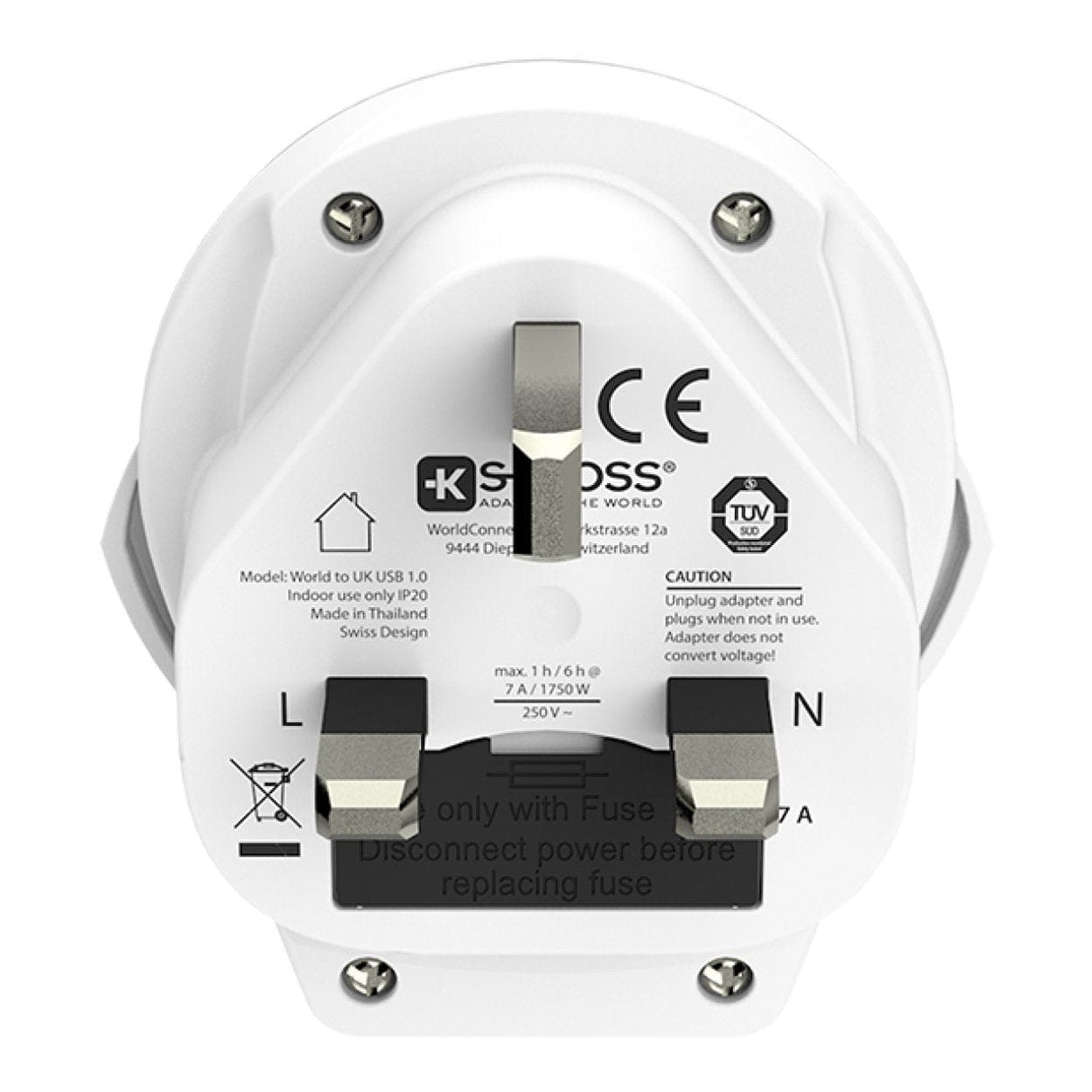 Skross 7A World to UK USB Adapter Plug 1.500267-E