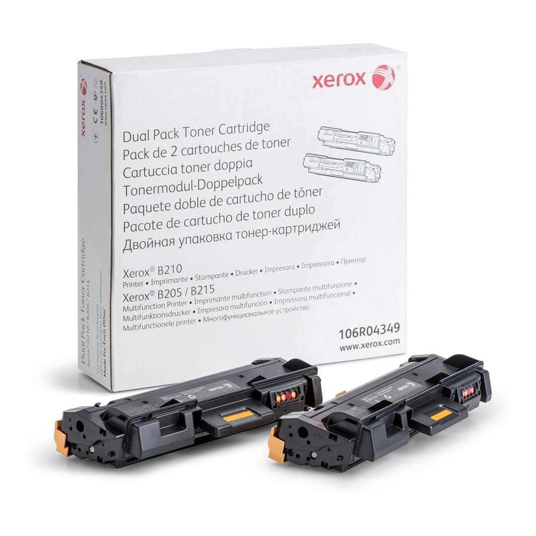 Xerox Black Toner Cartridge 6,000 Pages Original 106R04349 2-pack