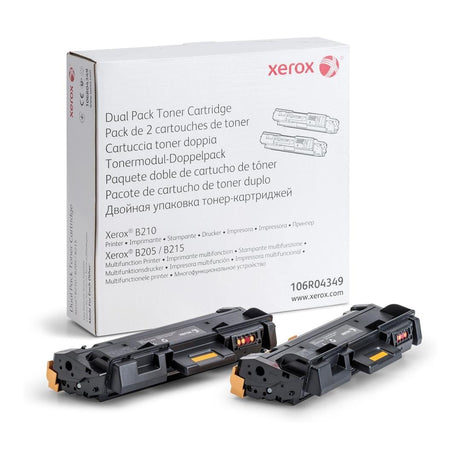 Xerox Black Toner Cartridge 6,000 Pages Original 106R04349 2-pack