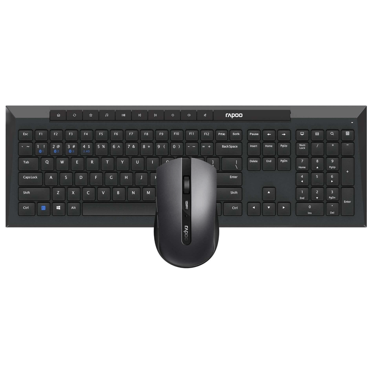 Rapoo 8210M Multi-mode Wireless Keyboard and Mouse Combo - Black 113A-21800-800