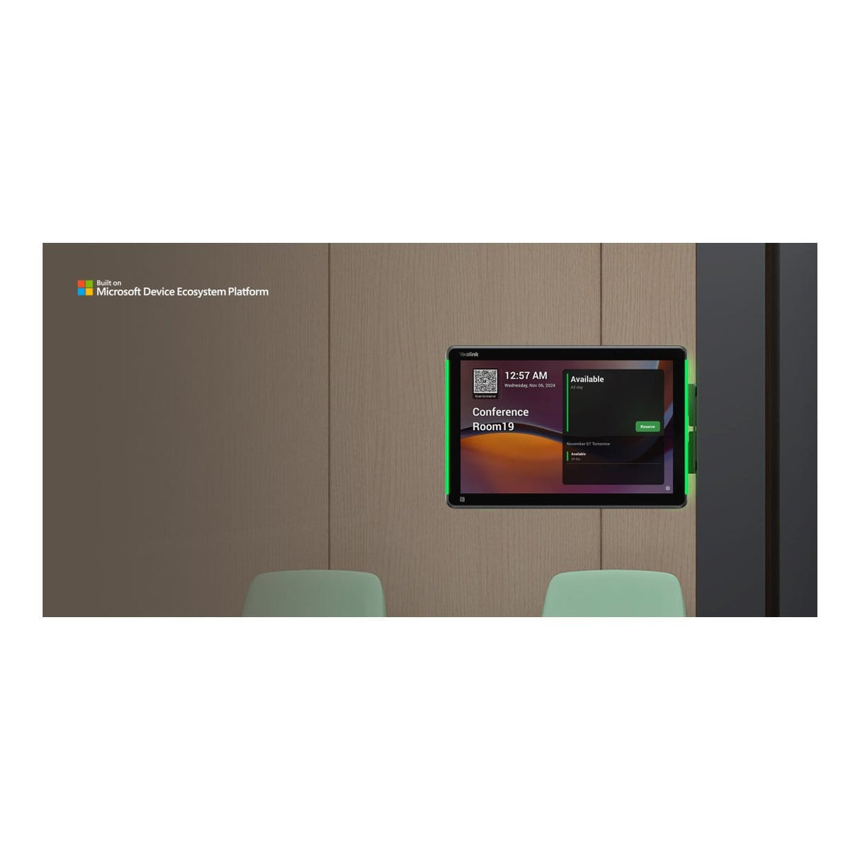 Yealink RoomPanel Plus E2 10.1-inch Multifunctional Meeting Room Scheduling Panel Black 1303196