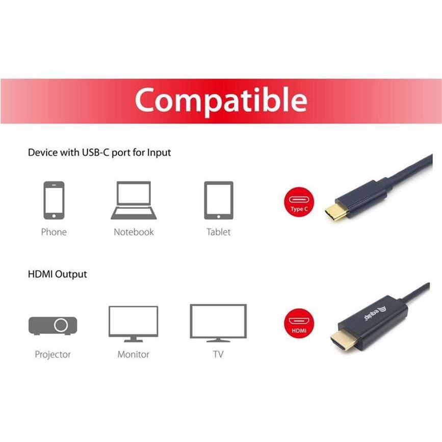 Equip USB-C Male to HDMI Male 4K 30Hz 2m Adapter Cable 133412