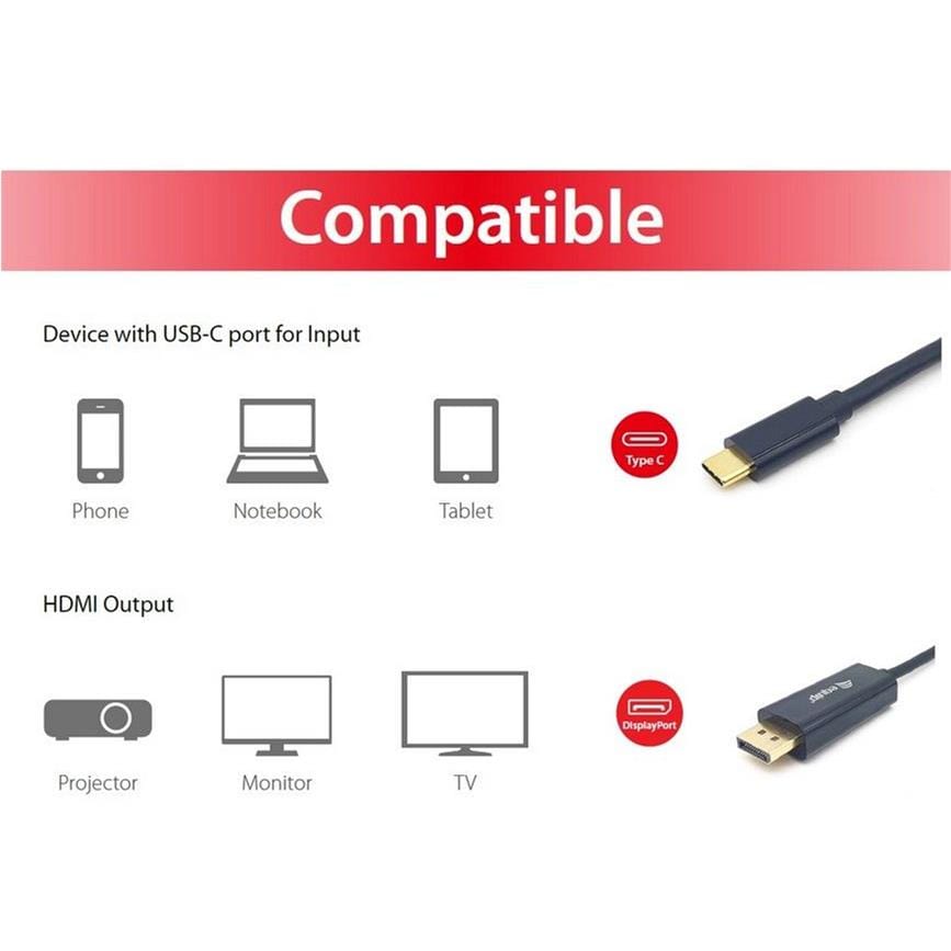 Equip USB-C Male to DisplayPort Male 4K 60Hz 2m Adapter Cable 133427