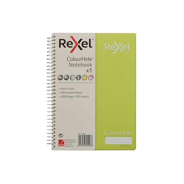 Rexel ColourHide A5 Notebook - Green 165041