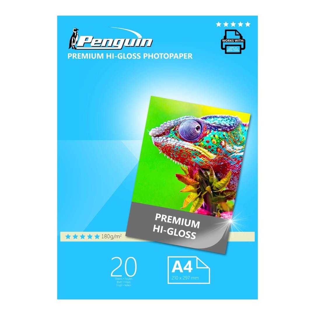 Penguin Inkjet A4 Gloss Photo Paper 180g 20-sheets 17402015