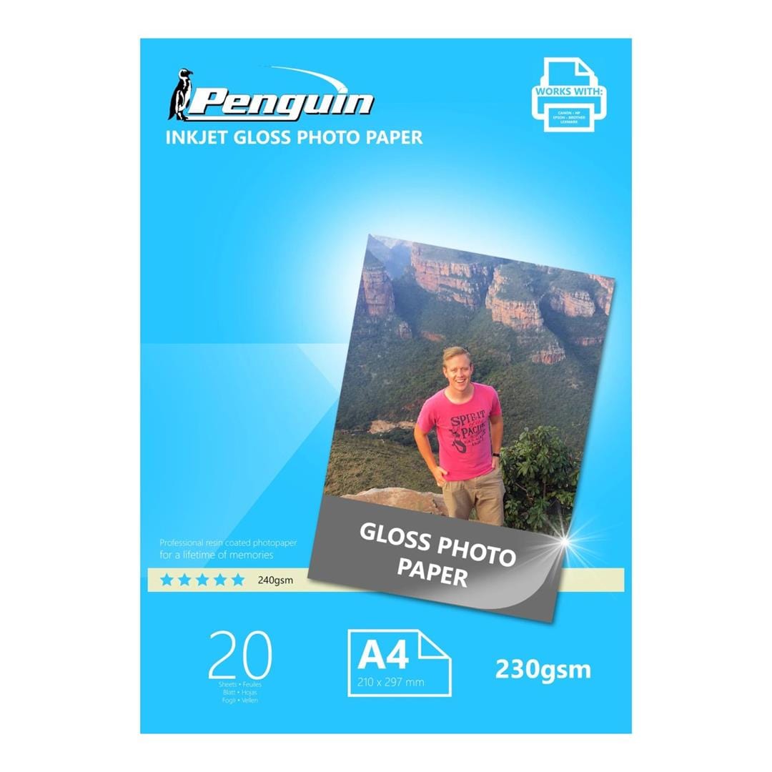 Penguin Inkjet A4 Gloss Photo Paper 230g 20-sheets 17402020