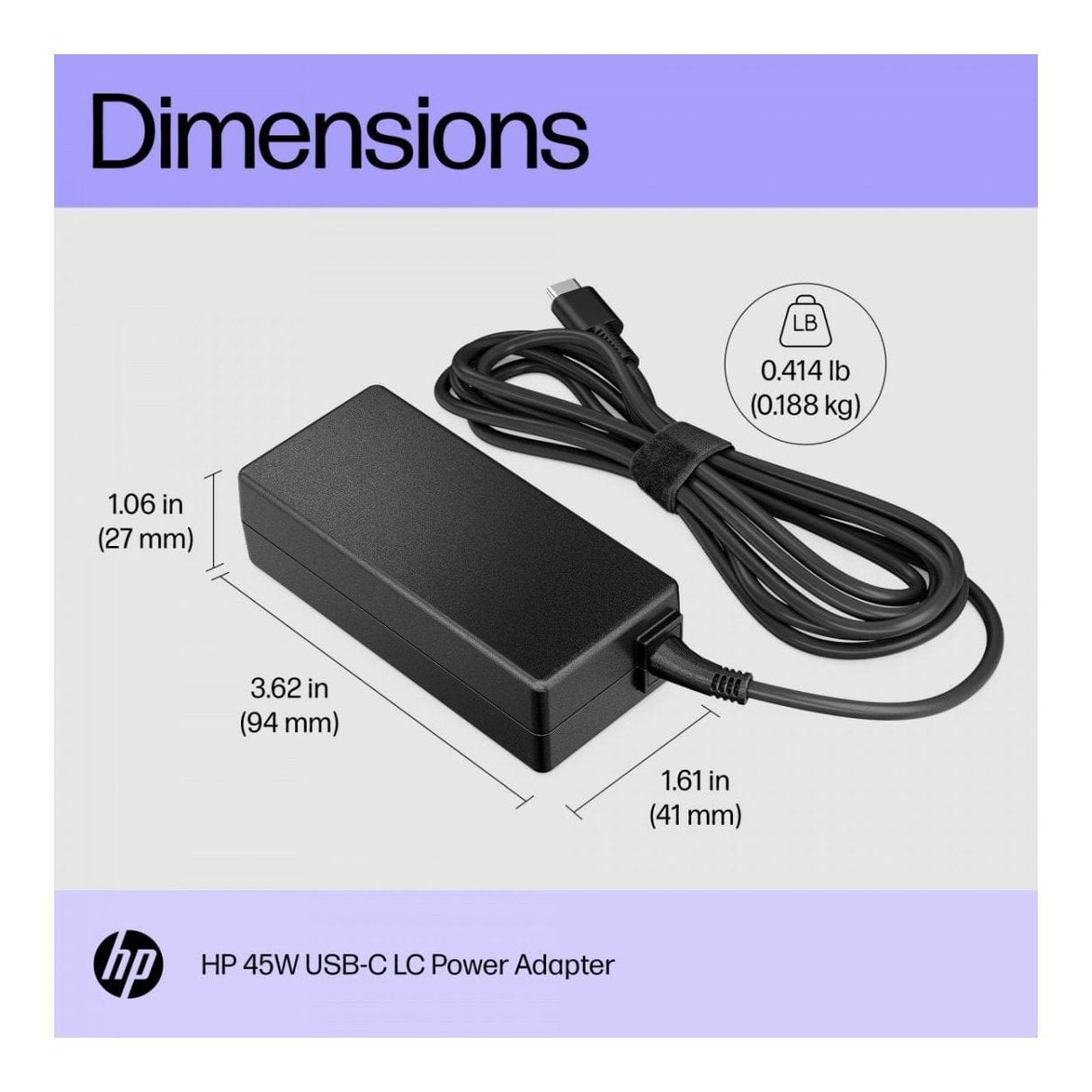 HP 45W USB-C LC Notebook Power Adapter 1MZ01AA