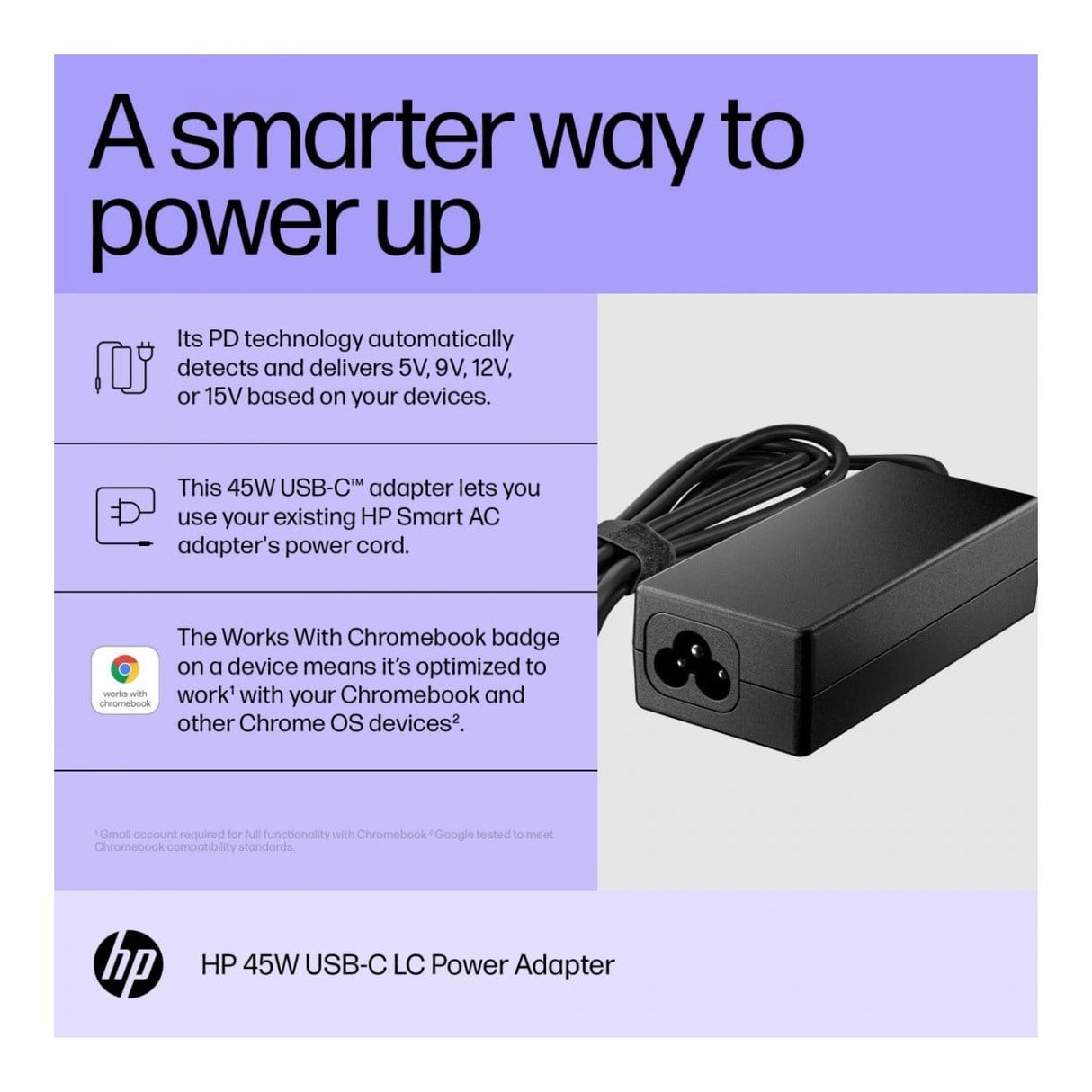 HP 45W USB-C LC Notebook Power Adapter 1MZ01AA