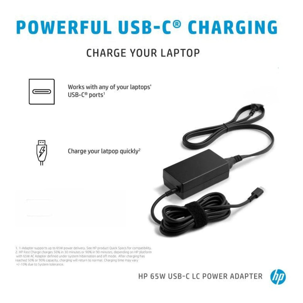 HP 65W USB-C LC Notebook Power Adapter 1P3K6AA