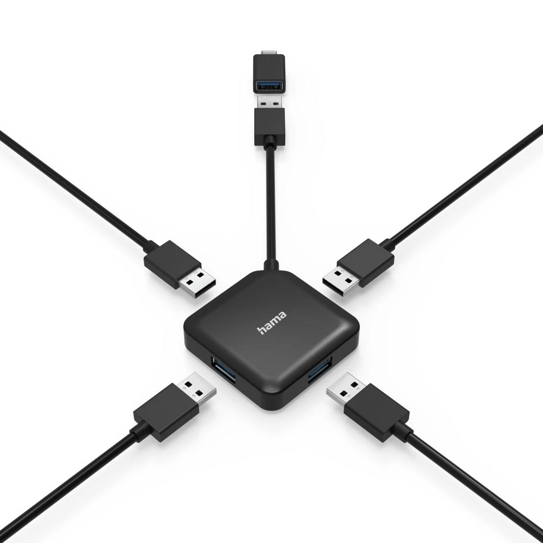 Hama USB 3.2 Gen 1 Type-A + Type-C 5000 Mbit/s Interface Hub Black 200116