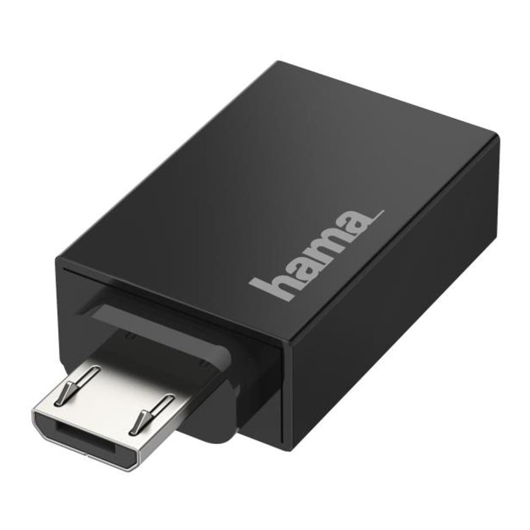 Hama Micro-USB Male to Type-A Female Socket OTG Adapter Black 200307