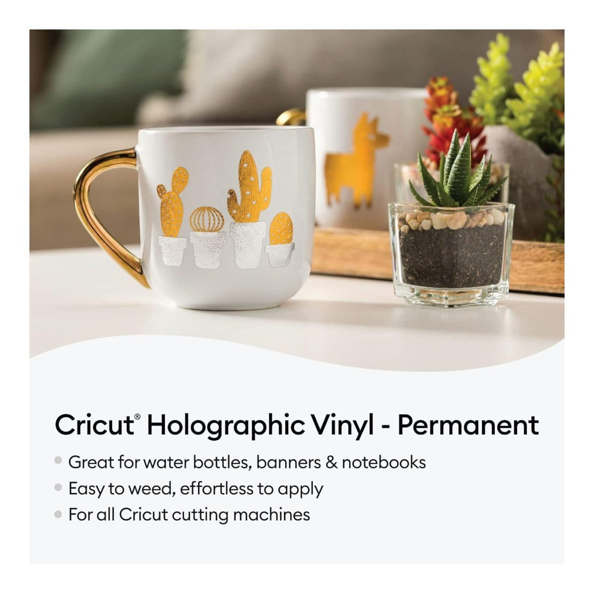 Cricut Holographic Permanent Vinyl 30.5x30.5cm 6-sheet Silver Sampler 2009604