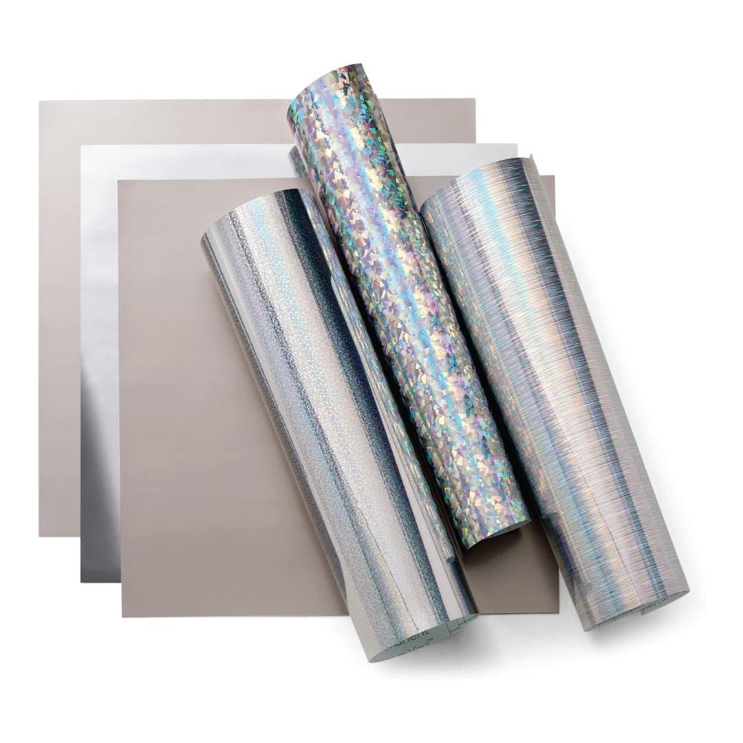 Cricut Holographic Permanent Vinyl 30.5x30.5cm 6-sheet Silver Sampler 2009604