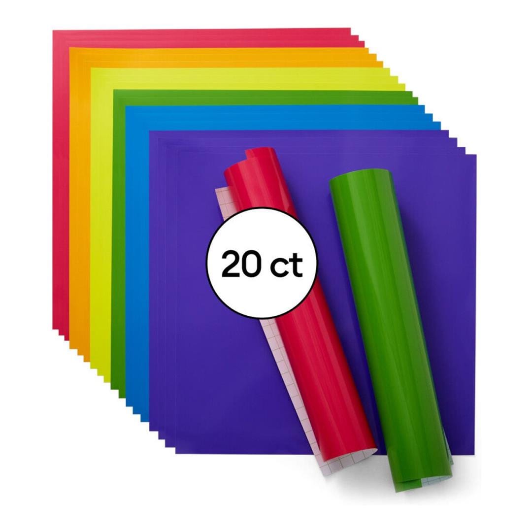 Cricut Permanent Vinyl 30.5x30.5cm 20-sheet Bright Rainbow Sampler 2009650