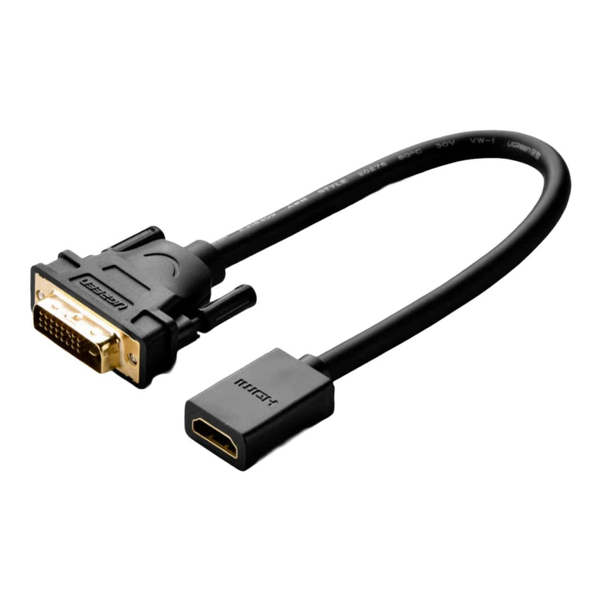 Ugreen 15cm DVI Male to HDMI Female1080p Full HD Cable Adapter Black 20118