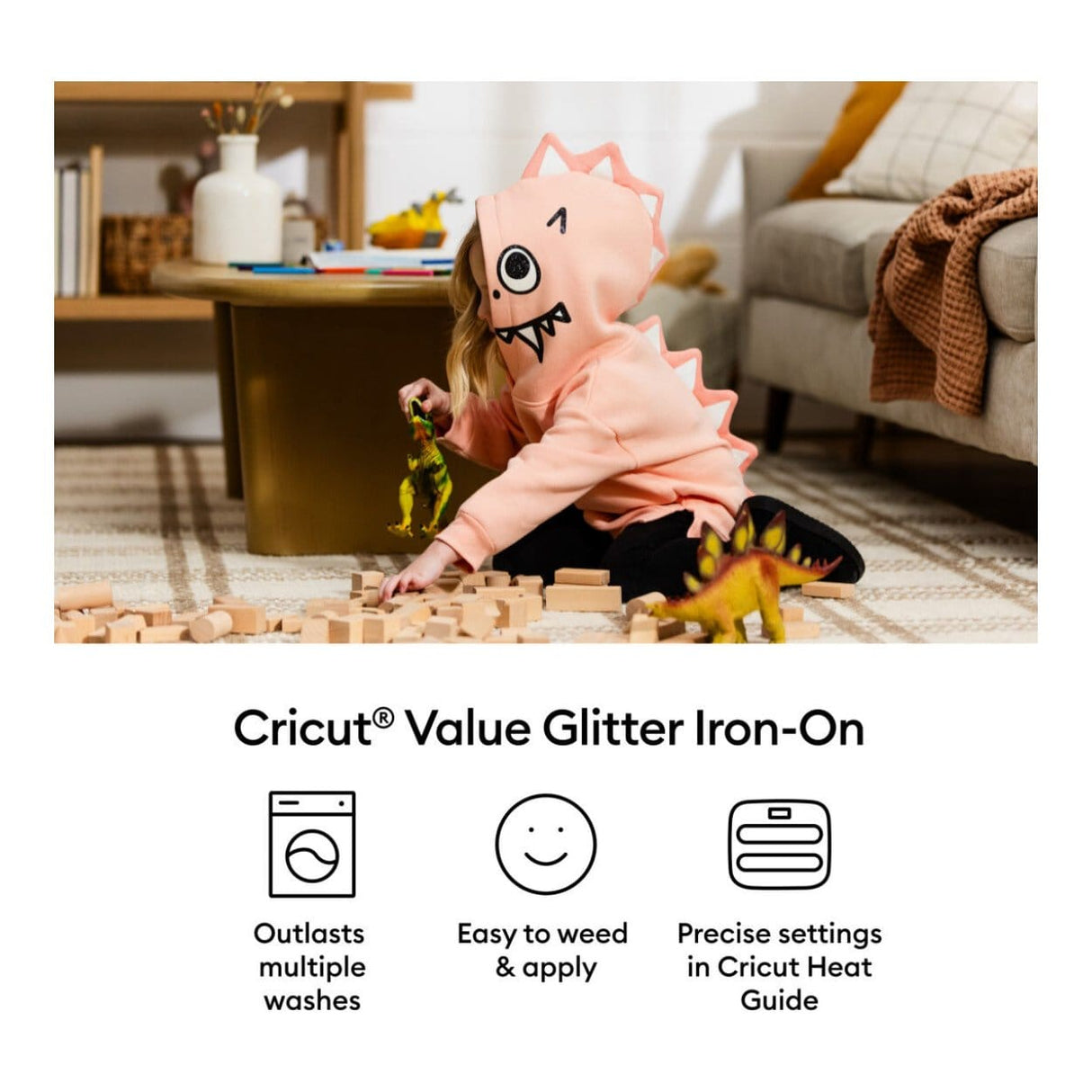 Cricut Value Glitter Iron-On Vinyl 25.4cmx2.4m 1-sheet White 2012075