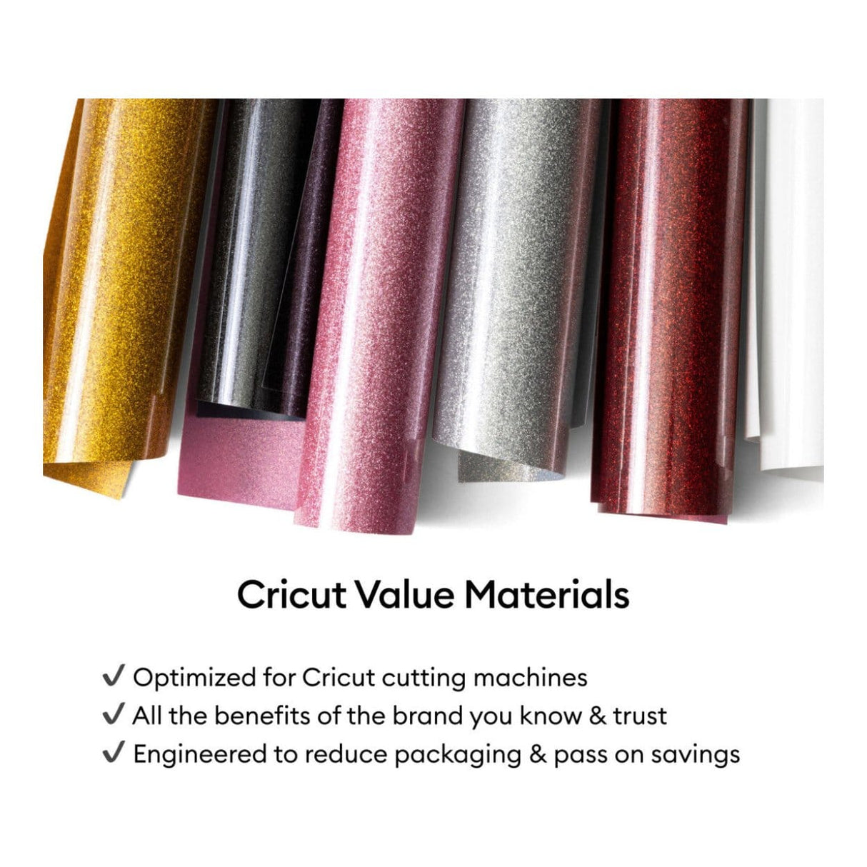 Cricut Value Glitter Iron-On Vinyl 25.4cmx2.4m 1-sheet Silver 2012076