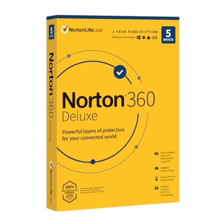 Symantec Norton 360 Deluxe 50Gb AF 1-User 5-Device 1-Year 21427999