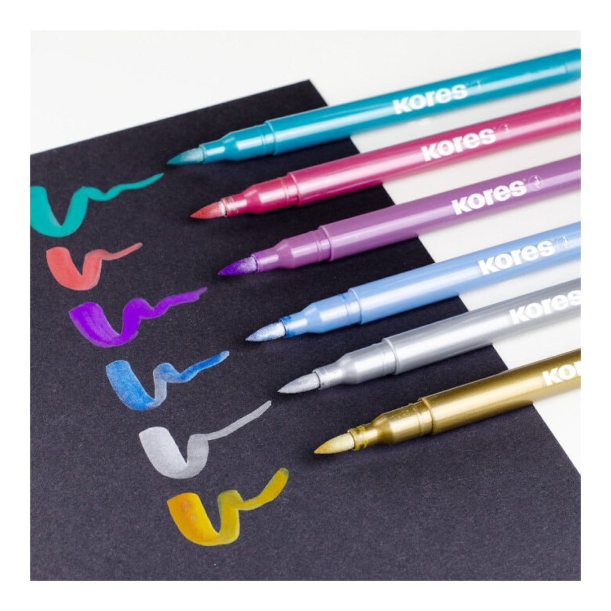Kores Metallic Style Brush Tip Markers 6-pack 21461