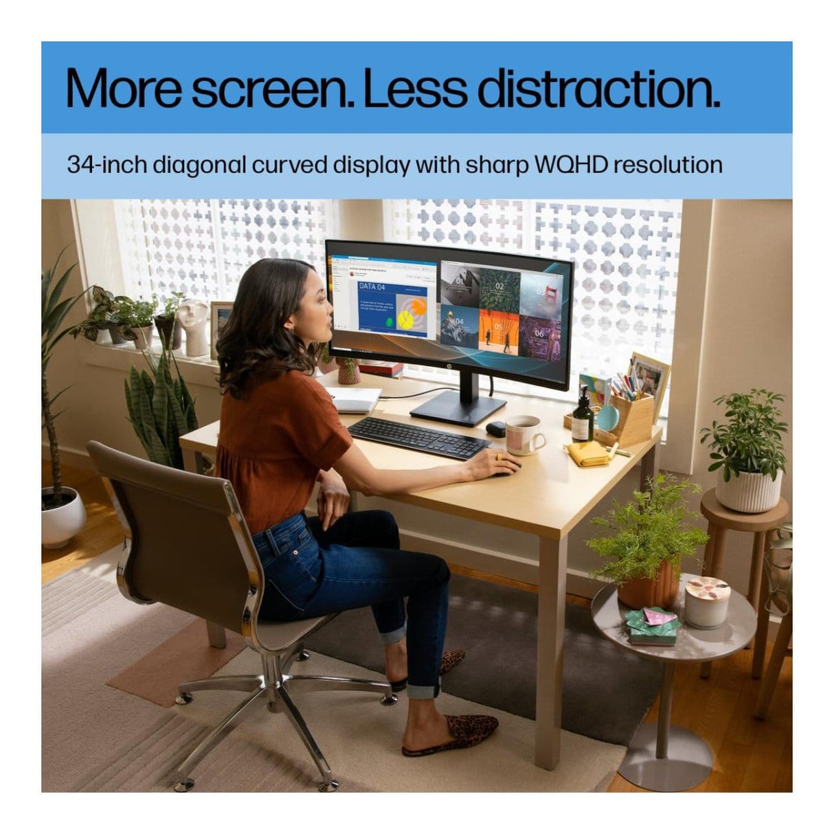 HP P34hc G4 34-inch 3440 x 1440p WQHD 21:9 100hz 5ms VA Curved Monitor 21Y56AA