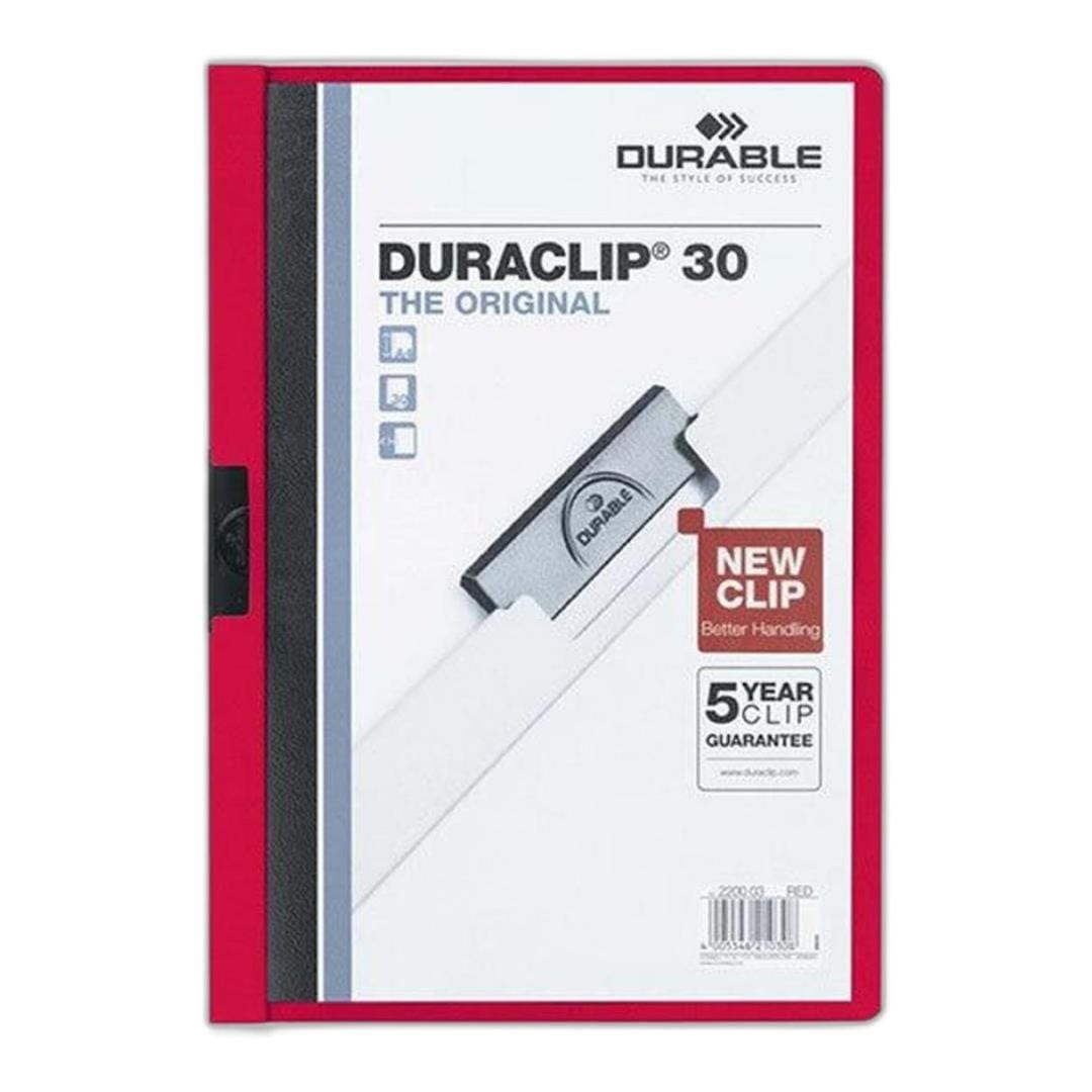 Durable DURACLIP A4 30-sheet Metal Clip File Folder 25-pack Red 220003