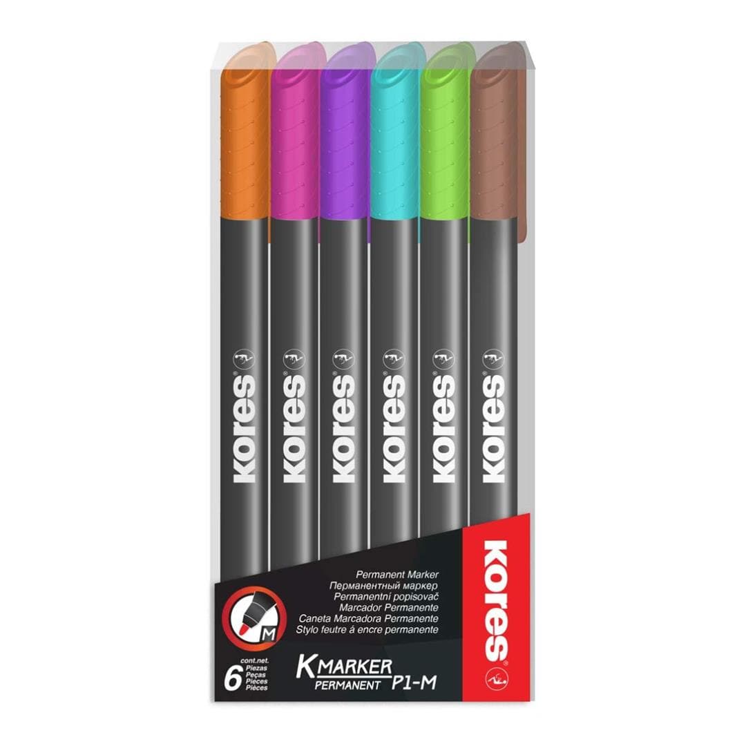 Kores K-Marker P1 Fine Tip Permanent Marker 6-pack 22146