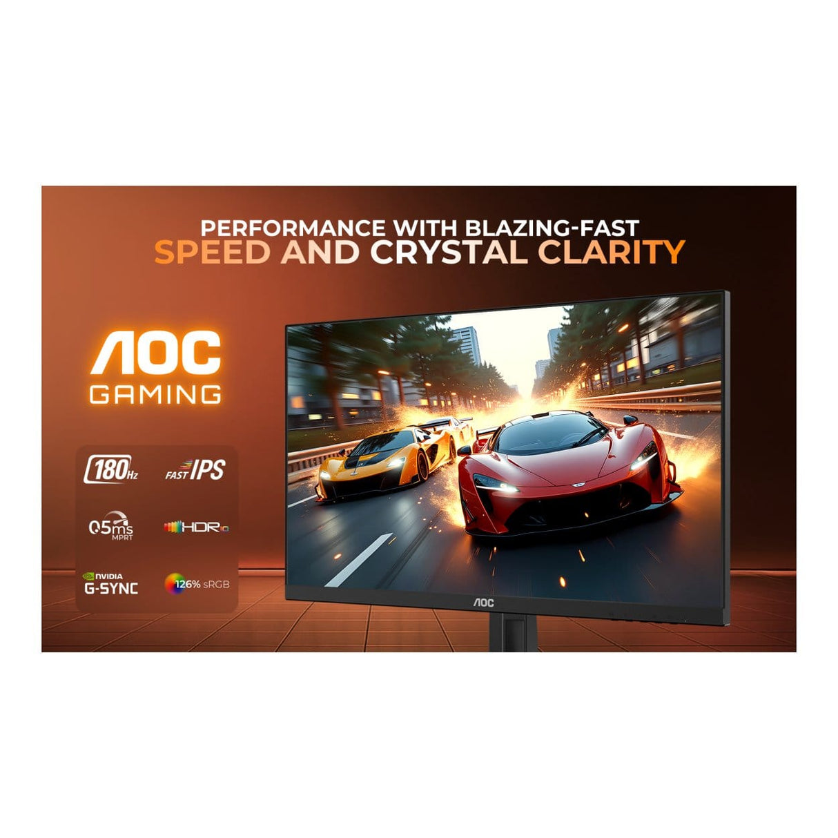 AOC 24G4E 23.8-inch 1920 x 1080p FHD 16:9 180Hz 0.5ms LED IPS Gaming Monitor
