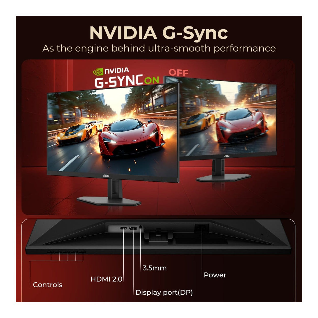 AOC 24G4E 23.8-inch 1920 x 1080p FHD 16:9 180Hz 0.5ms LED IPS Gaming Monitor