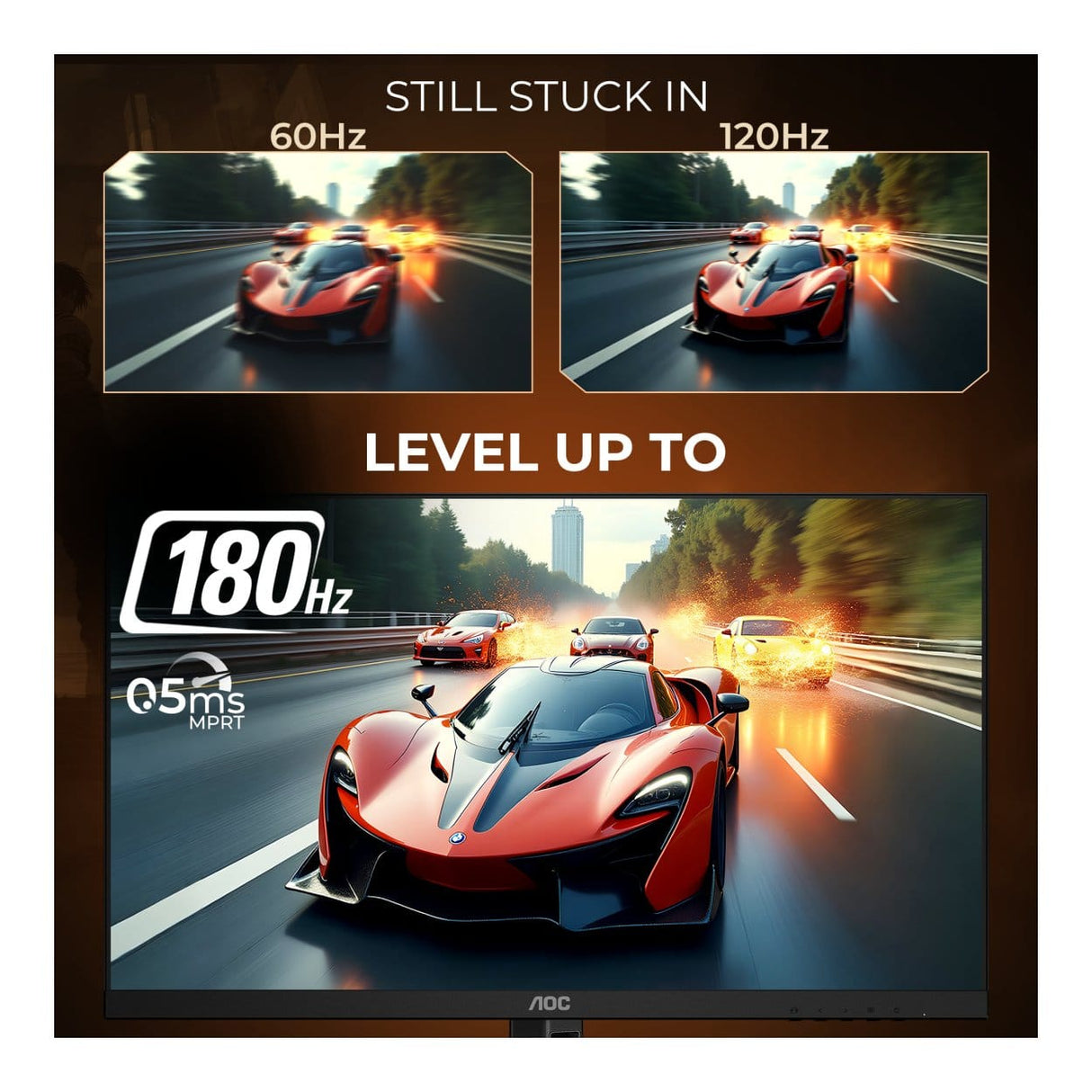 AOC 24G4E 23.8-inch 1920 x 1080p FHD 16:9 180Hz 0.5ms LED IPS Gaming Monitor