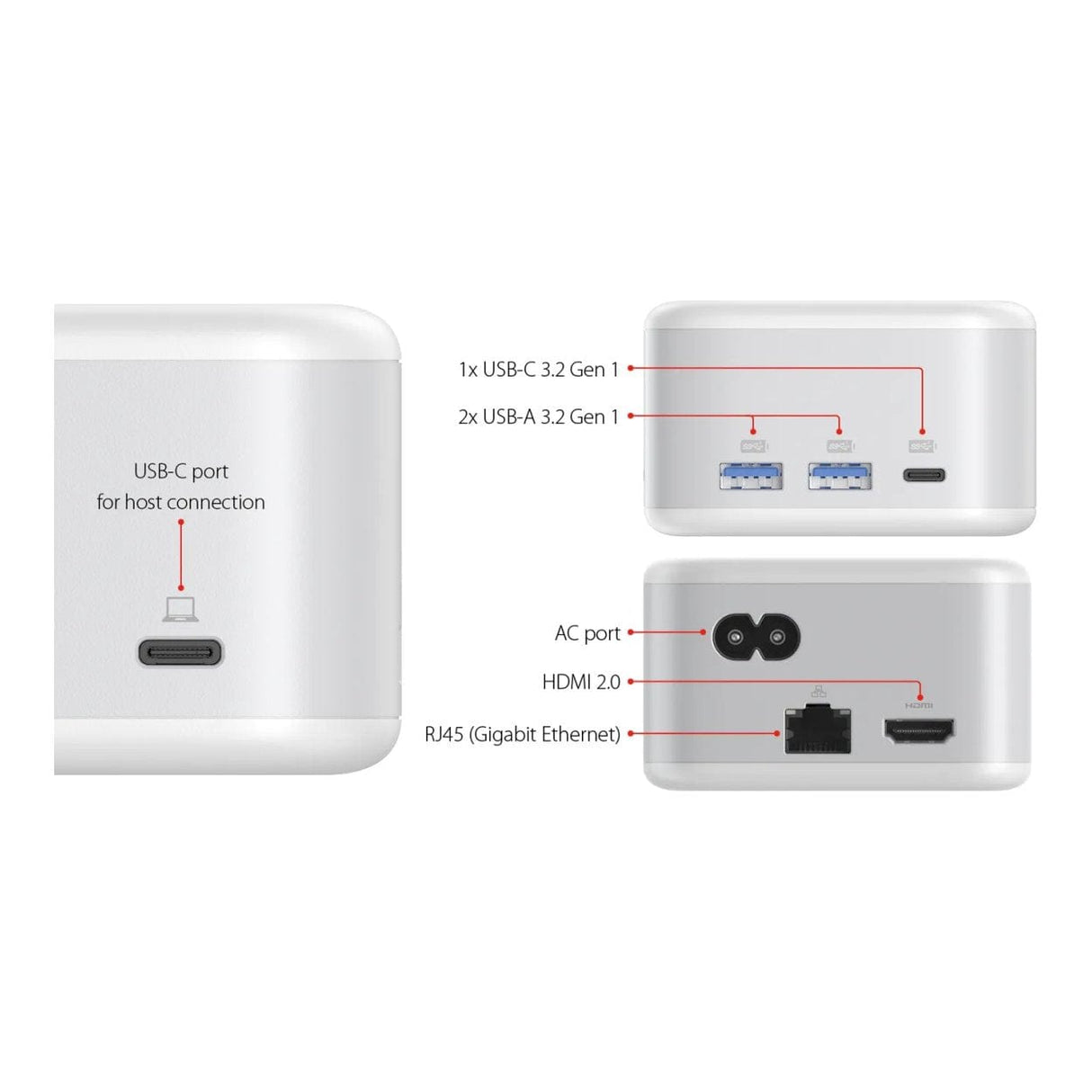 LMP PowerDock 5-port GaN Type-C Adapter Silver White 25186