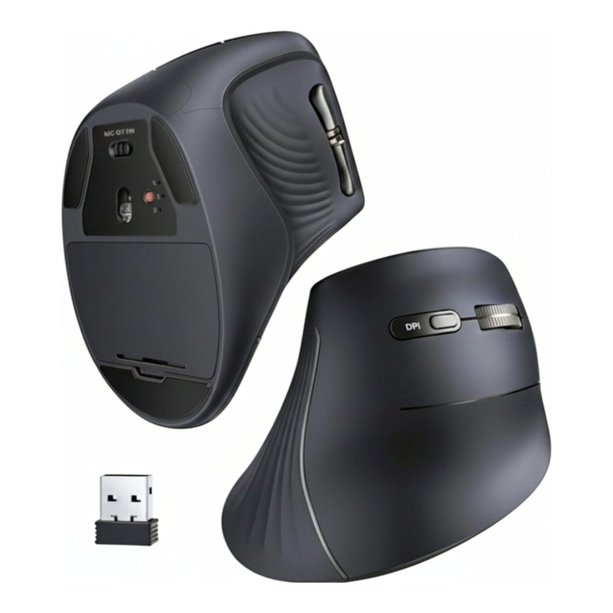 Ugreen Multi-Mode Bluetooth and 2.4G Wireless Vertical Mouse Black 25444