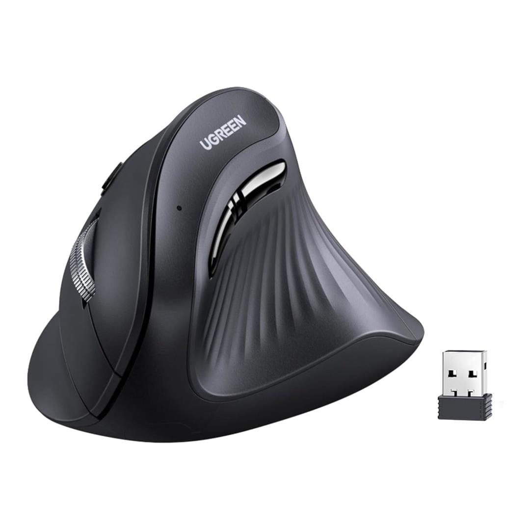Ugreen Multi-Mode Bluetooth and 2.4G Wireless Vertical Mouse Black 25444