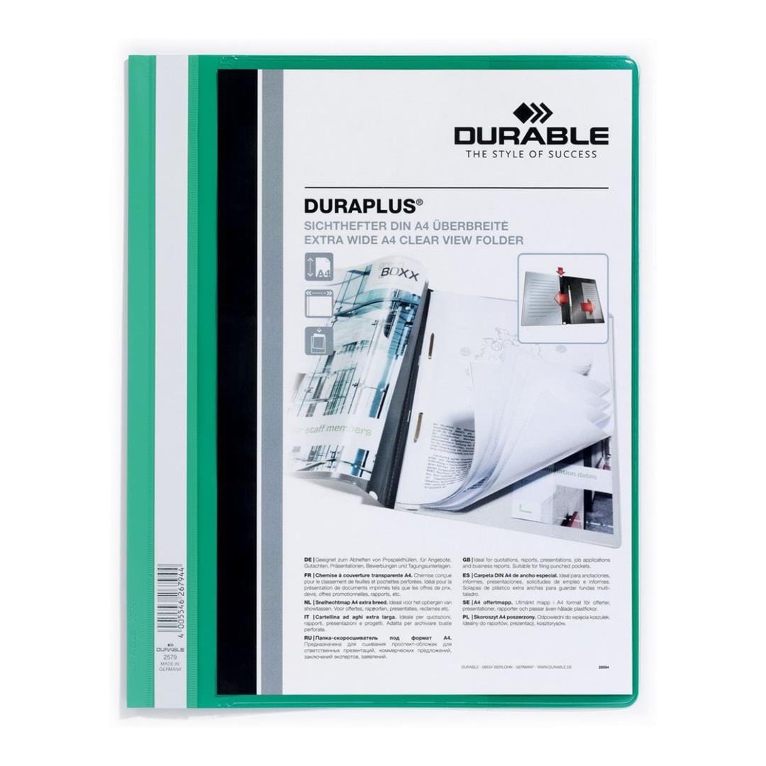 Durable A4 DURAPLUS Project Folder Document Report File 25-pack Green 257905