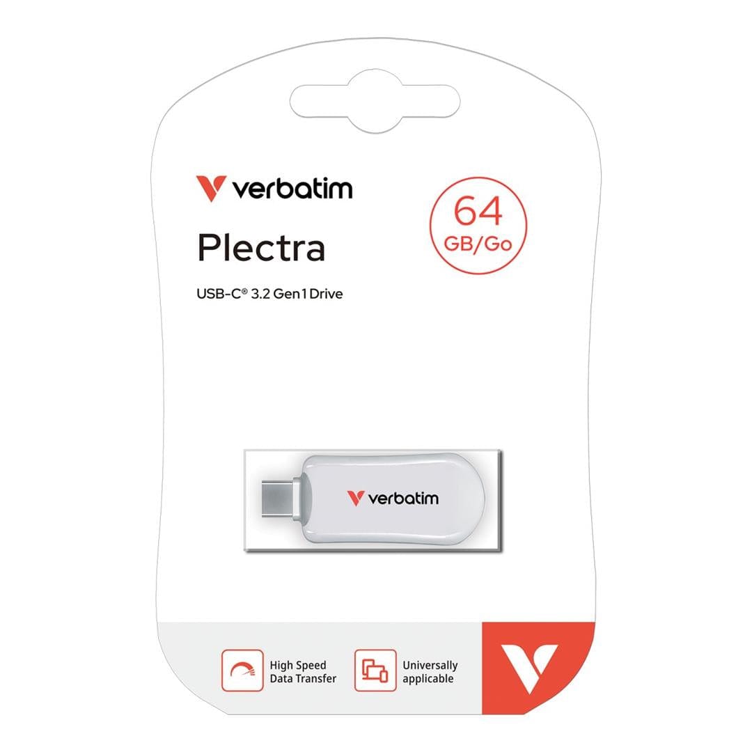 Verbatim Plectra 64GB USB-C Flash Drive White 30228
