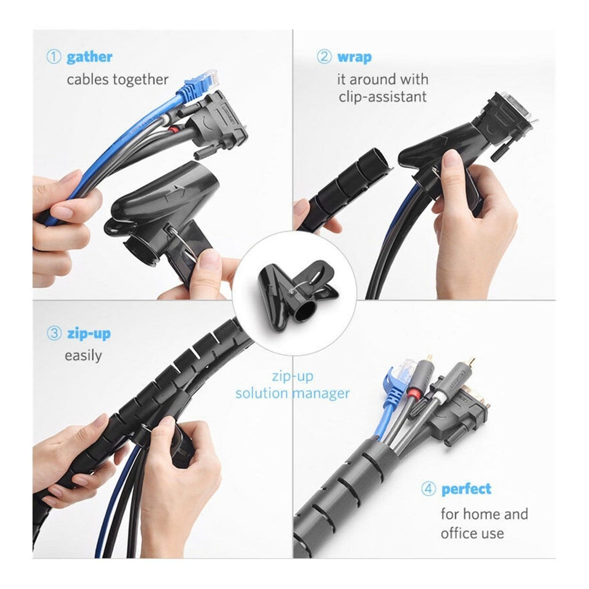 Ugreen LP121 5m Spiral Tube Cable Organizer - Black 30820