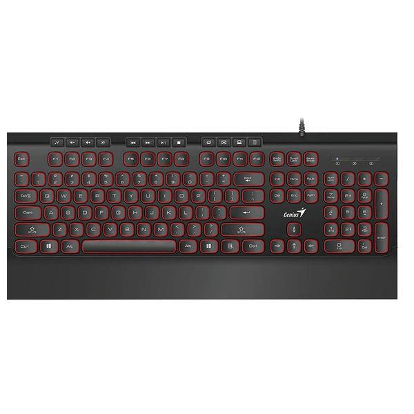 Genius SlimStar 280 Wired USB Multimedia Keyboard – Black/Red 31310012402