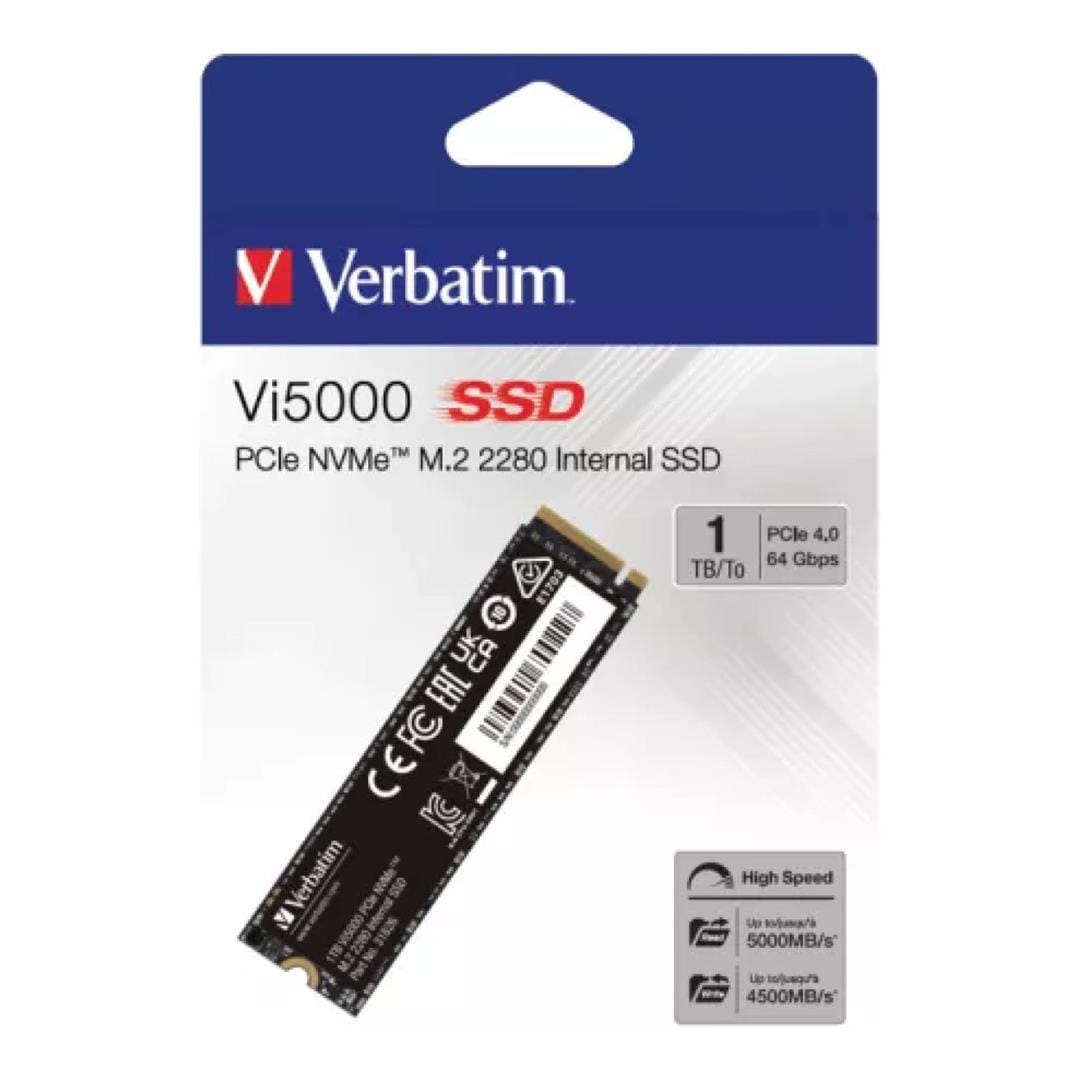 Verbatim Vi5000 1TB M.2 2280 PCIe Gen 4x4 NVMe Internal SSD 31826