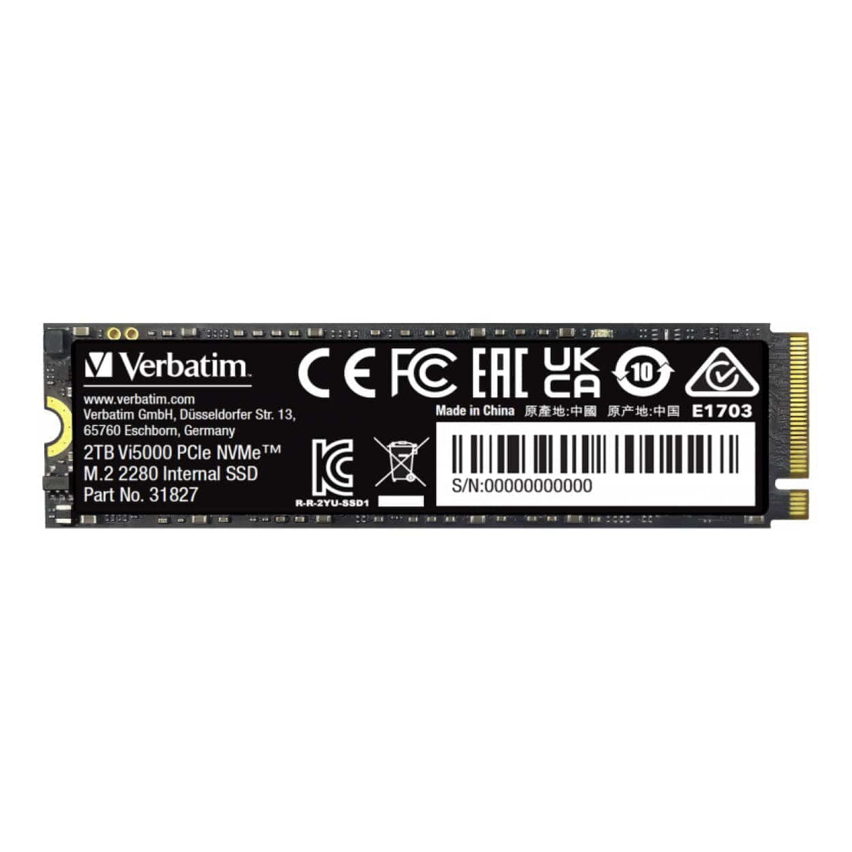 Verbatim Vi5000 2TB M.2 2280 PCIe Gen 4x4 NVMe Internal SSD 31827