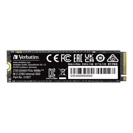 Verbatim Vi5000 2TB M.2 2280 PCIe Gen 4x4 NVMe Internal SSD 31827