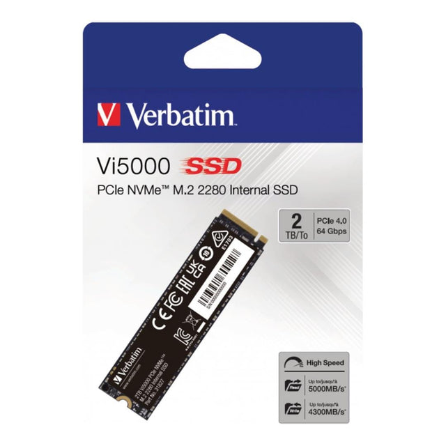 Verbatim Vi5000 2TB M.2 2280 PCIe Gen 4x4 NVMe Internal SSD 31827