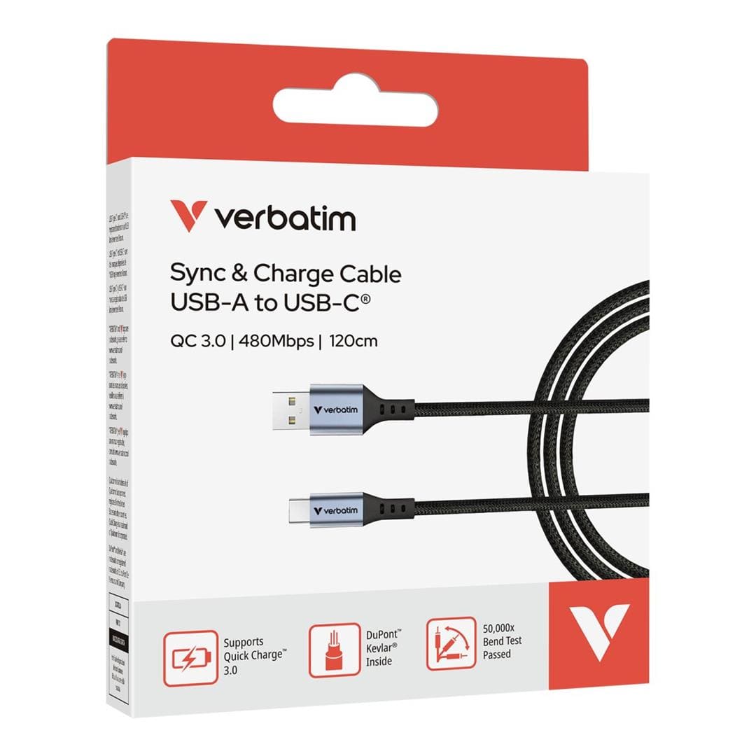 Verbatim 1.2m USB-A to USB-C 18W Charging Cable Black 31843