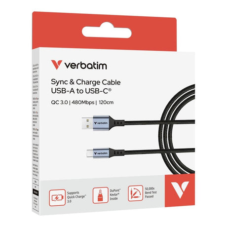 Verbatim 1.2m USB-A to USB-C 18W Charging Cable Black 31843