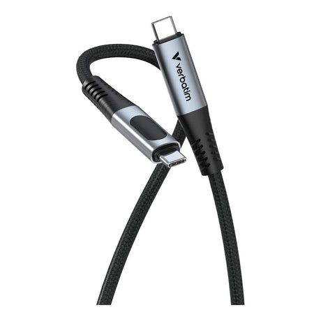 Verbatim 1.2m USB-C to USB-C 100W Sync & Charge Cable with Power Display Black 61848