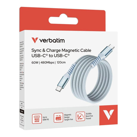 Verbatim USB-C to USB-C 60W Sync and Charge Magnetic Cable Blue 31852