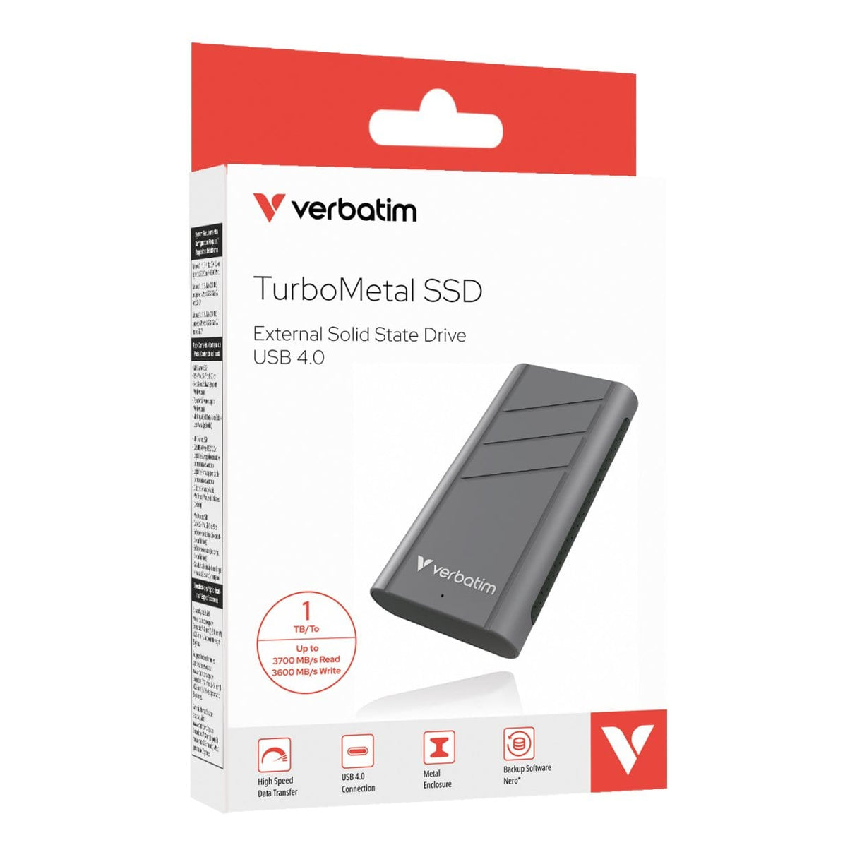 Verbatim TurboMetal 1TB USB4 Type-C Silver External SSD 32021