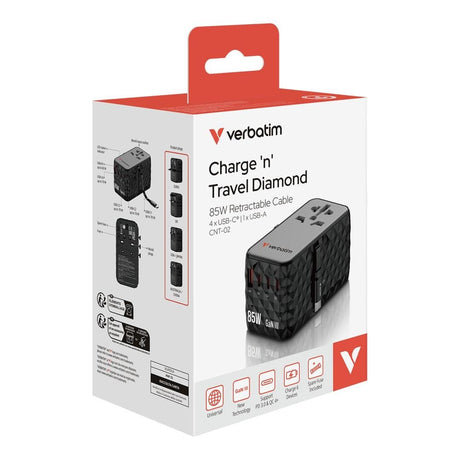 Verbatim Charge and Travel 85W Diamond Travel Adapter 32127